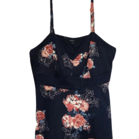 torrid Tops - TORRID NWOT Navy floral print peplum tank top.